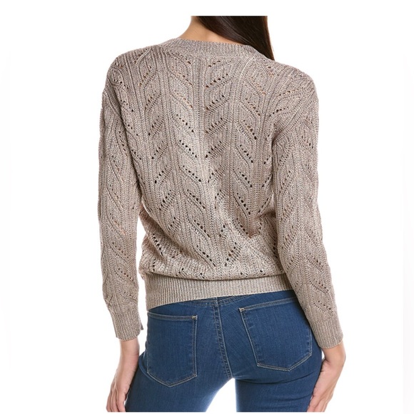 NWT Elie Tahari Pointelle Sweater. Size Large. Light Beige/Sable. - Picture 2 of 7